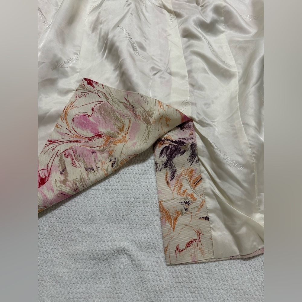 Marina Rinaldi Size 21 Floral Viscose/Cotton Blend Duster 3/4 Sleeve Coat Lined - Picture 9 of 16